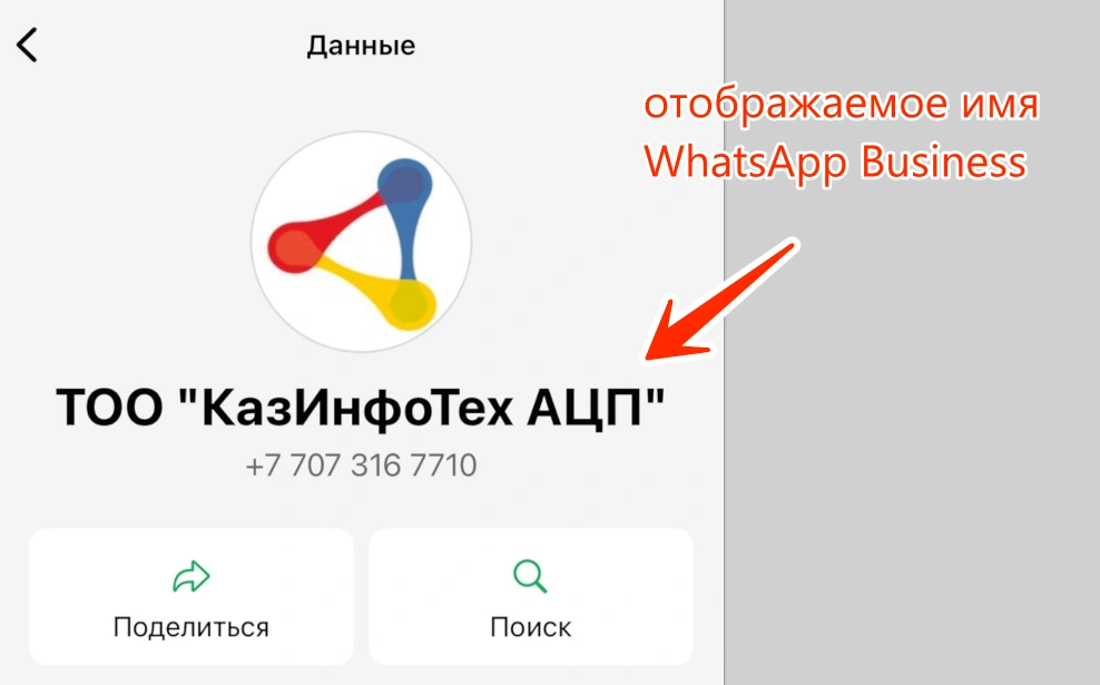 Где отображаемое имя видно клиентам в WhatsApp.